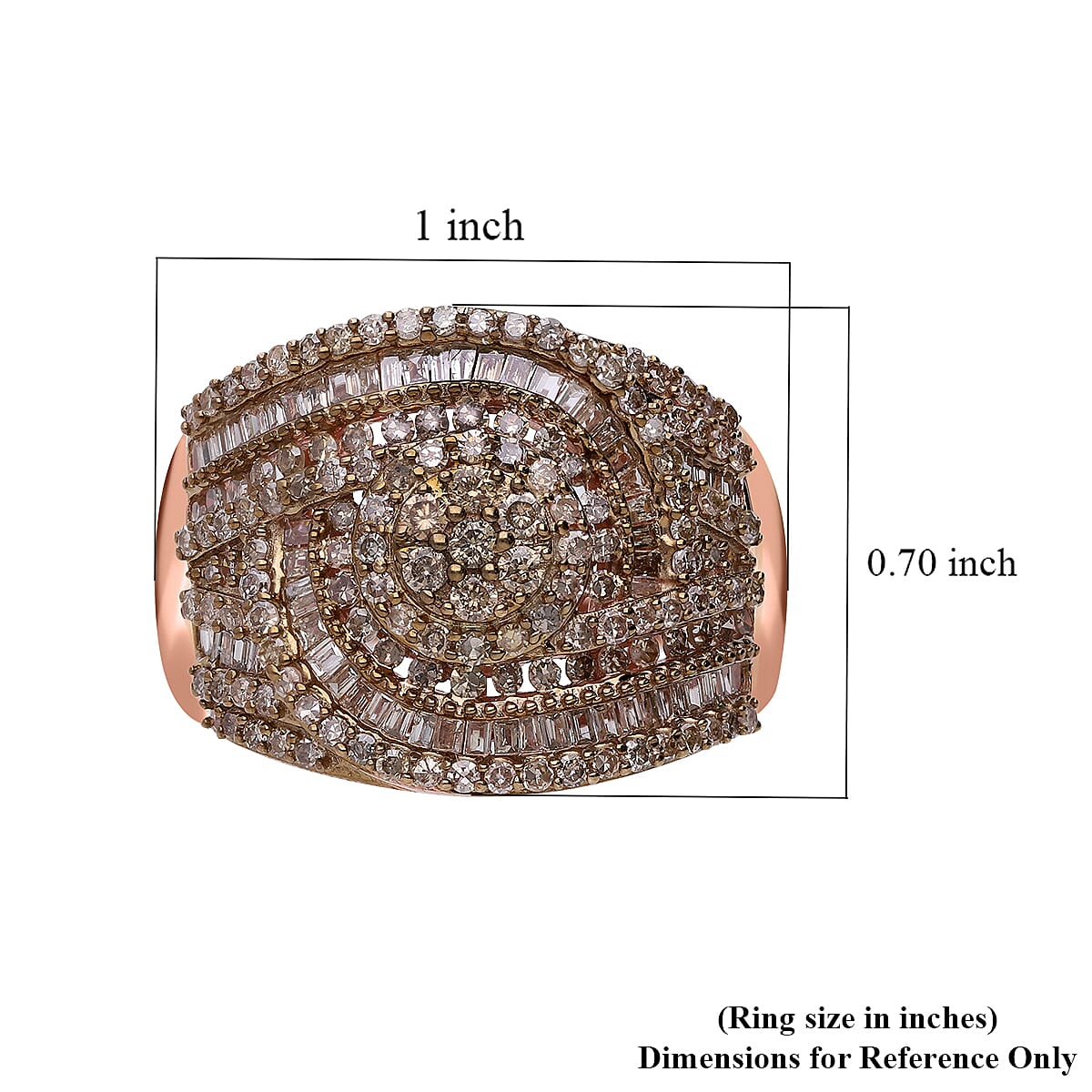 Natural Champagne Diamond 1.50 ctw Celestial Halo Ring in Vermeil Rose Gold Over Sterling Silver (Size 6.0) image number 4