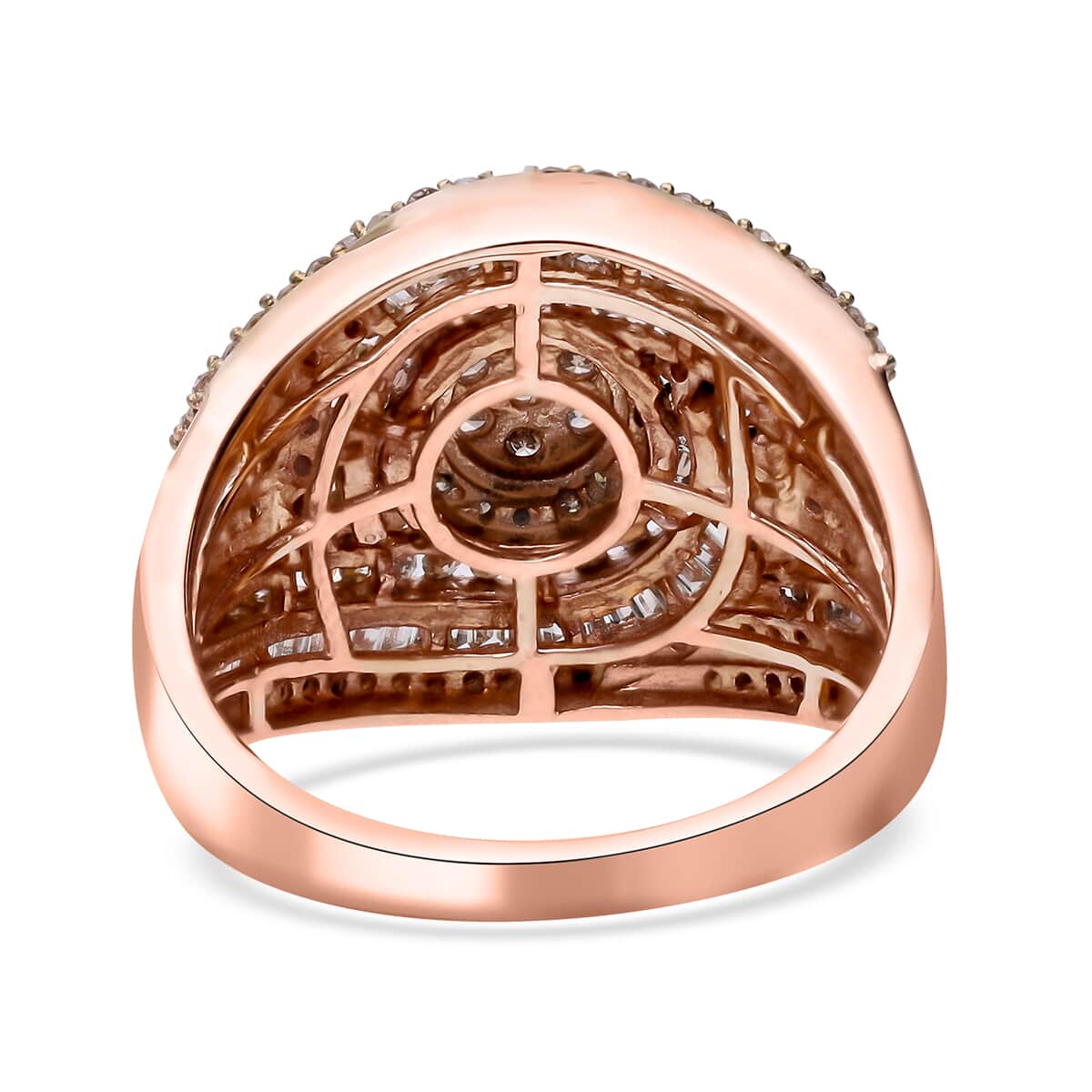 Natural Champagne Diamond 1.50 ctw Celestial Halo Ring in Vermeil Rose Gold Over Sterling Silver (Size 8.0) image number 3