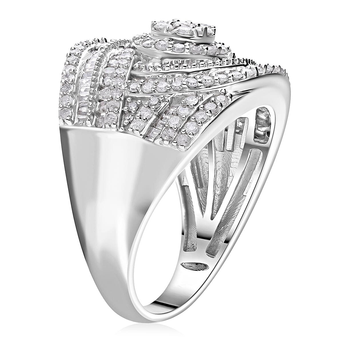 Diamond Ring in Platinum Over Sterling Silver (Size 10.0) 1.50 ctw