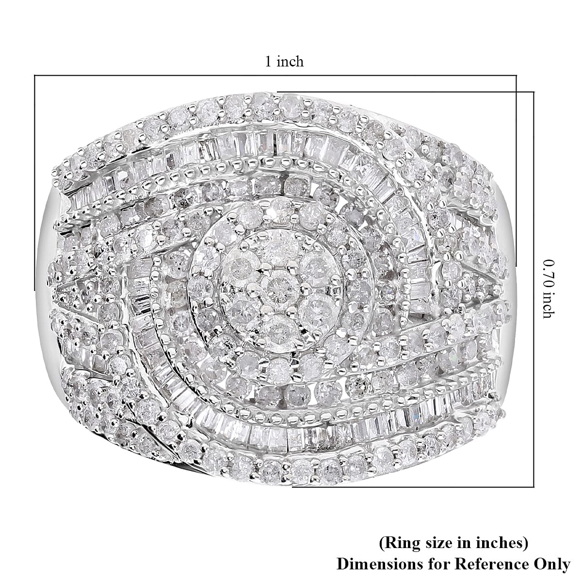 Diamond Ring in Platinum Over Sterling Silver (Size 10.0) 1.50 ctw