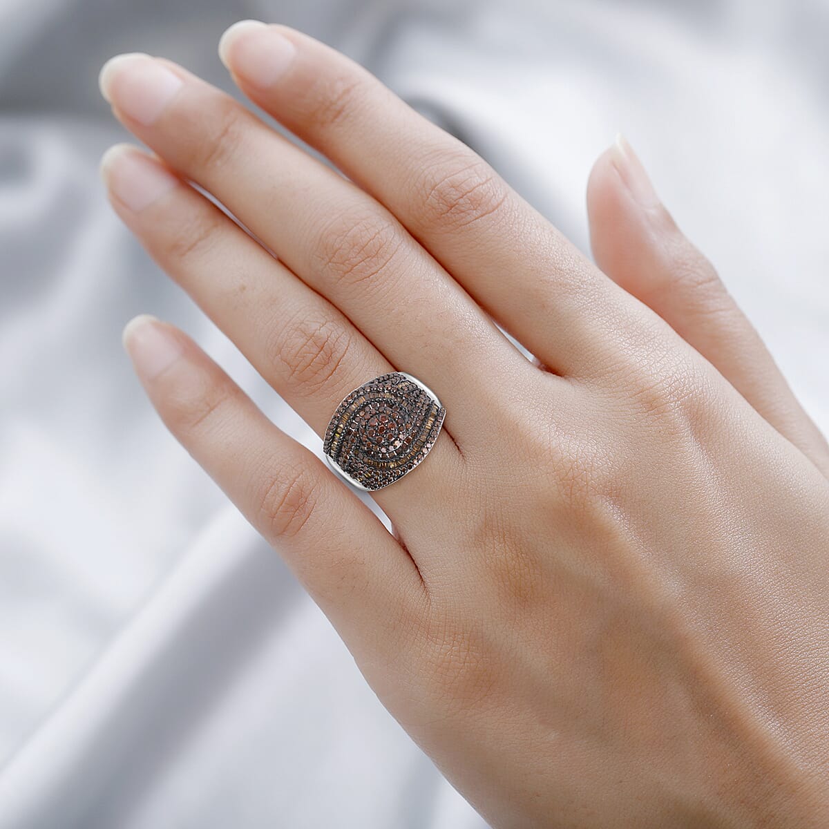 Red Diamond Ring in Platinum Over Sterling Silver (Size 6.0) 1.50 ctw image number 1