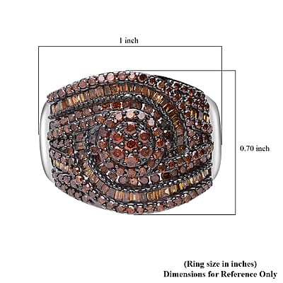 Red Diamond Ring in Platinum Over Sterling Silver (Size 6.0) 1.50 ctw