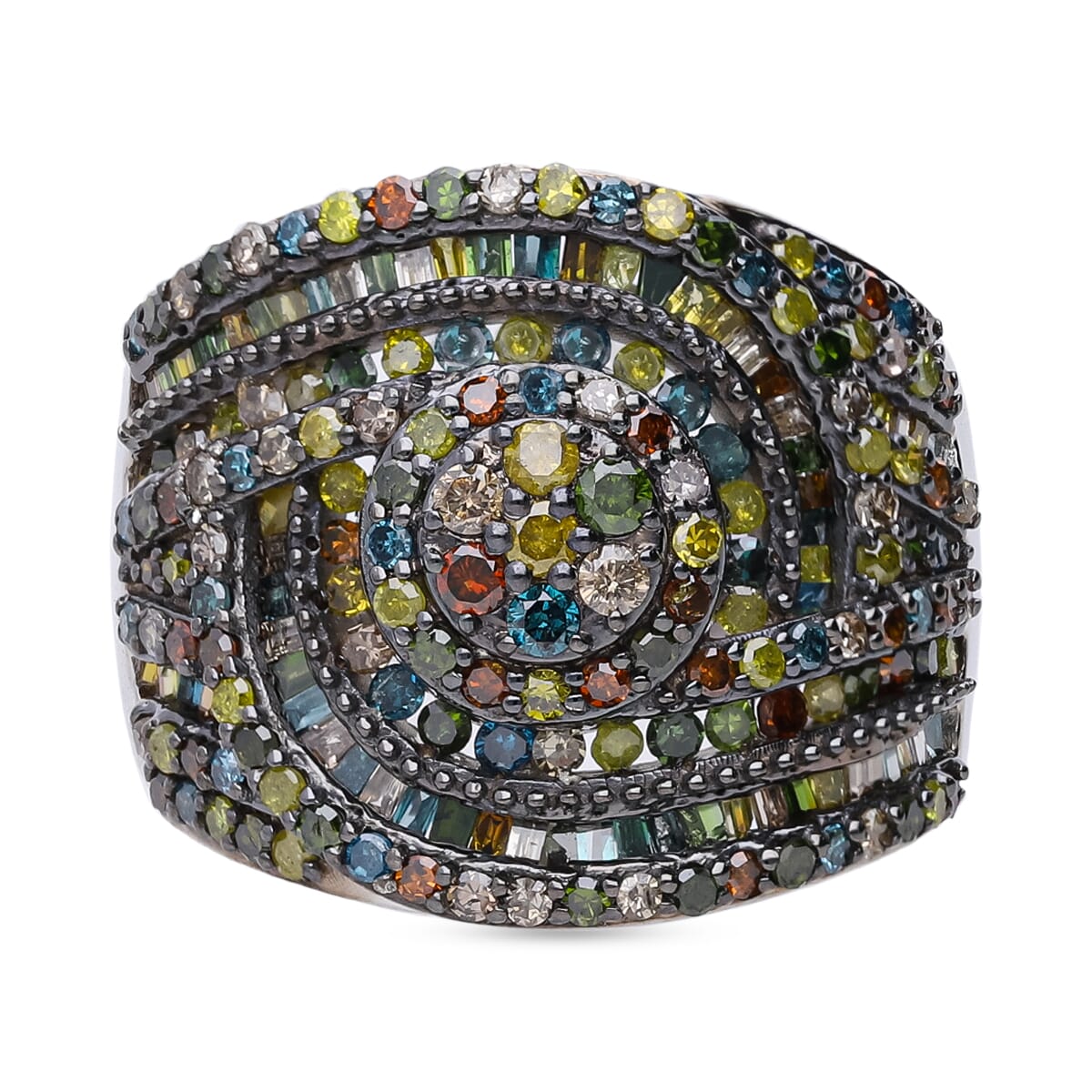 Multi Diamond Ring in Platinum Over Sterling Silver (Size 7.0) 1.50 ctw image number 0