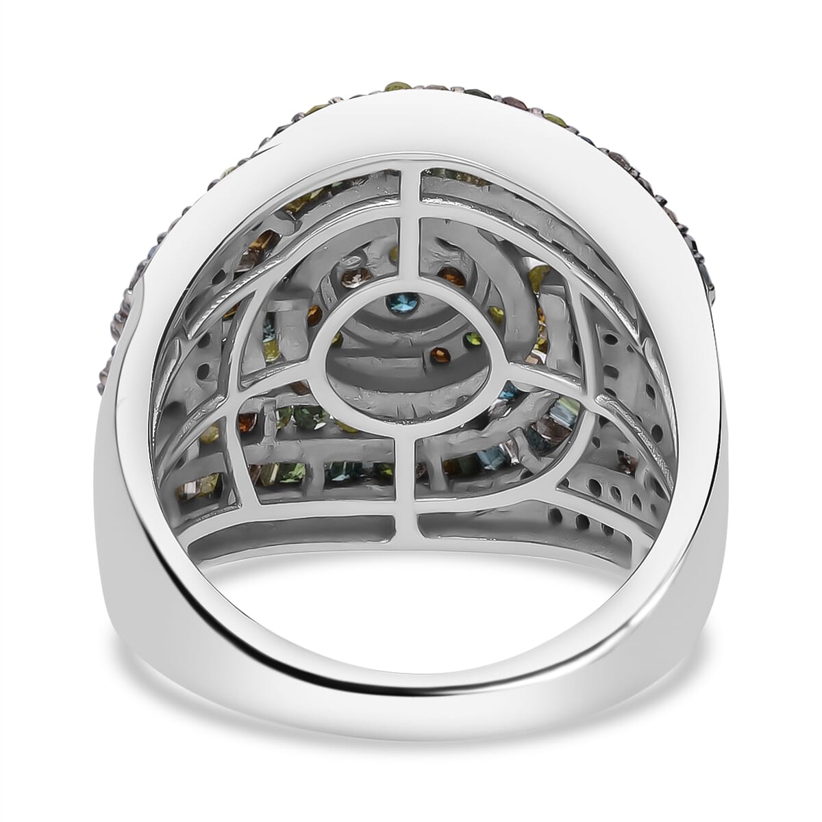 Multi Diamond Ring in Platinum Over Sterling Silver (Size 7.0) 1.50 ctw image number 2