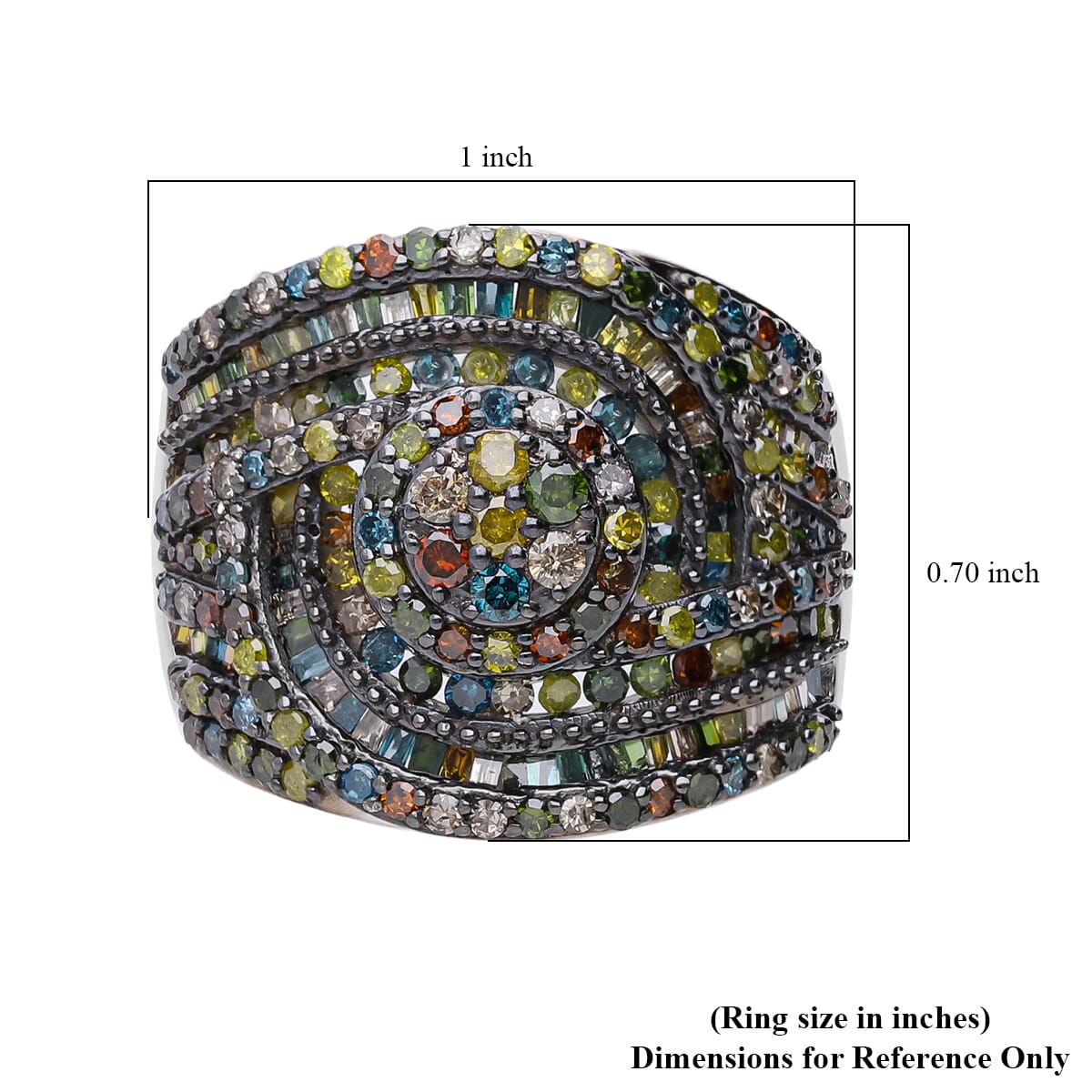 Multi Diamond Ring in Platinum Over Sterling Silver (Size 7.0) 1.50 ctw image number 4