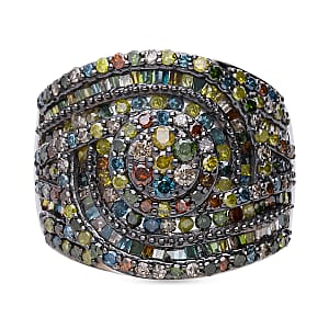 Multi Diamond Ring in Platinum Over Sterling Silver (Size 8.0) 1.50 ctw