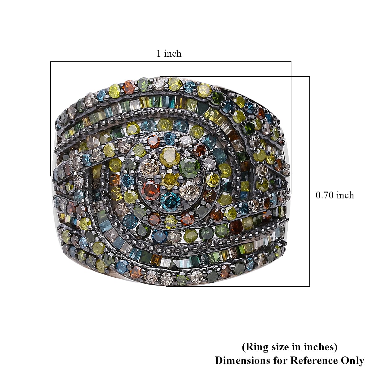 Multi Diamond Ring in Platinum Over Sterling Silver (Size 8.0) 1.50 ctw image number 4