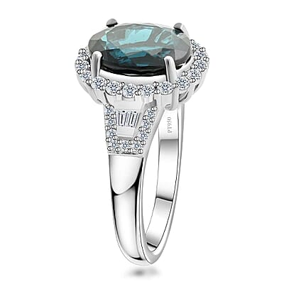 Rhapsody 950 Platinum AAAA Monte Belo Indicolite and E-F VS2 Diamond Halo Ring (Size 7.0) 3.30 ctw