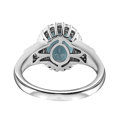 Rhapsody 950 Platinum AAAA Monte Belo Indicolite and E-F VS2 Diamond Halo Ring (Size 7.0) 3.30 ctw