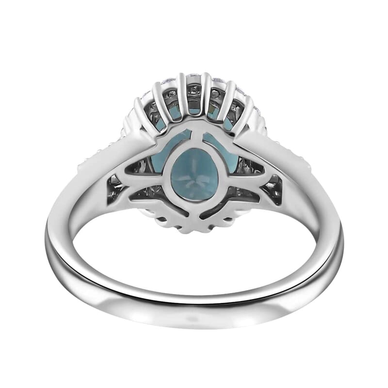 Rhapsody 950 Platinum AAAA Monte Belo Indicolite and E-F VS2 Diamond Halo Ring (Size 7.0) 3.30 ctw