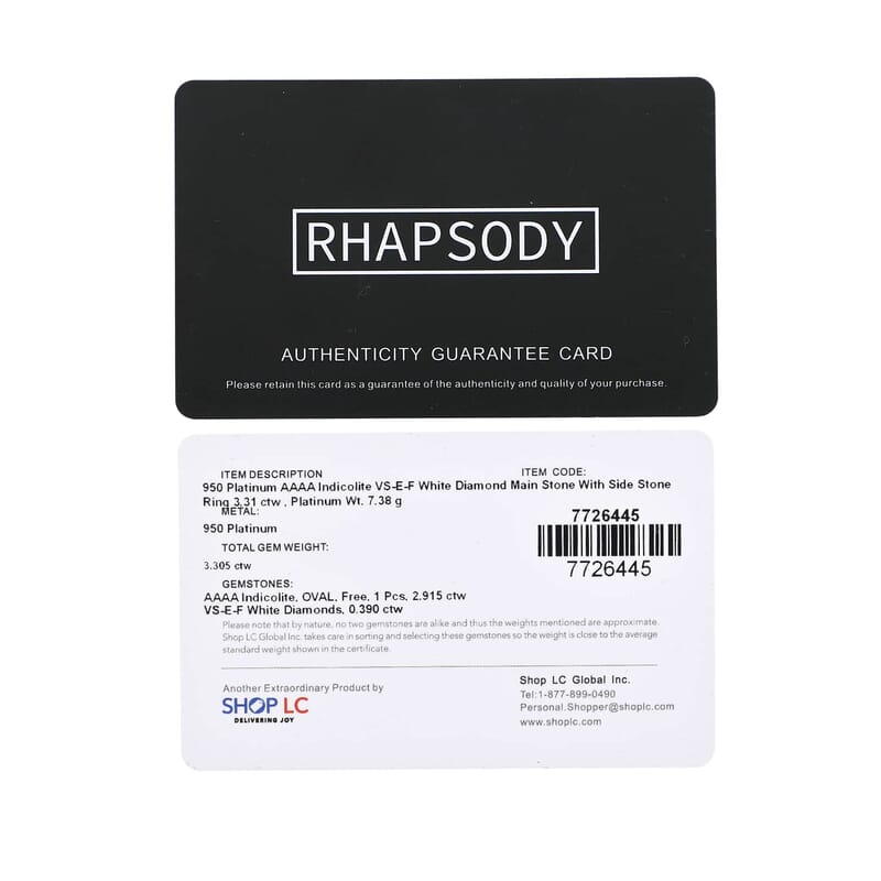Rhapsody 950 Platinum AAAA Monte Belo Indicolite and E-F VS2 Diamond Halo Ring (Size 7.0) 3.30 ctw