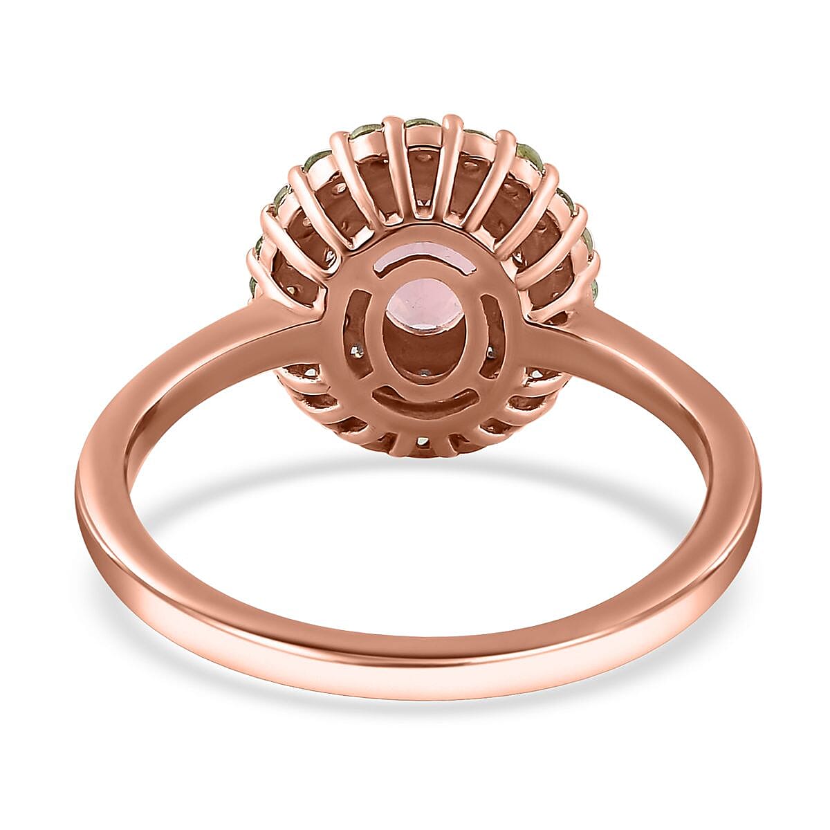 D'Joy Premium Blush Tourmaline and Multi Gemstone Double Halo Ring in Vermeil Rose Gold Over Sterling Silver (Size 10.0) 1.40 ctw