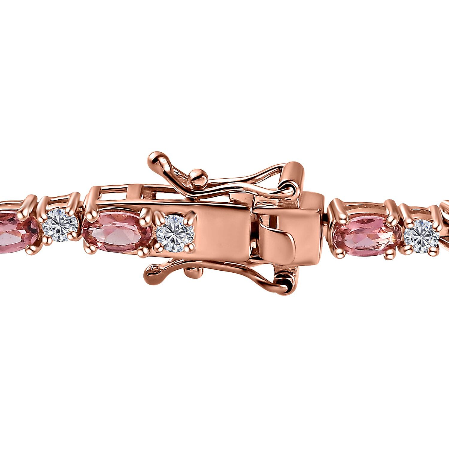 Blush Tourmaline and Moissanite Bracelet in Vermeil Rose Gold Over Sterling Silver (6.50 In) 5.60 ctw