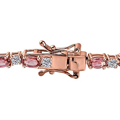 Blush Tourmaline and Moissanite Bracelet in Vermeil Rose Gold Over Sterling Silver (6.50 In) 5.60 ctw