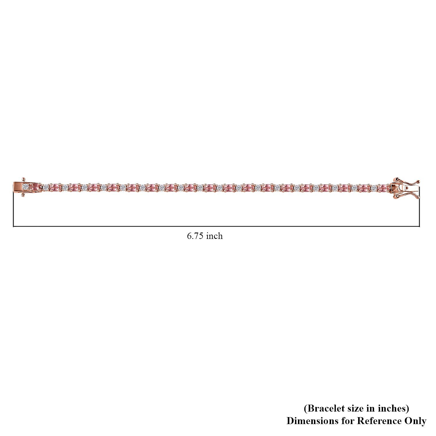 Blush Tourmaline and Moissanite Bracelet in Vermeil Rose Gold Over Sterling Silver (6.50 In) 5.60 ctw