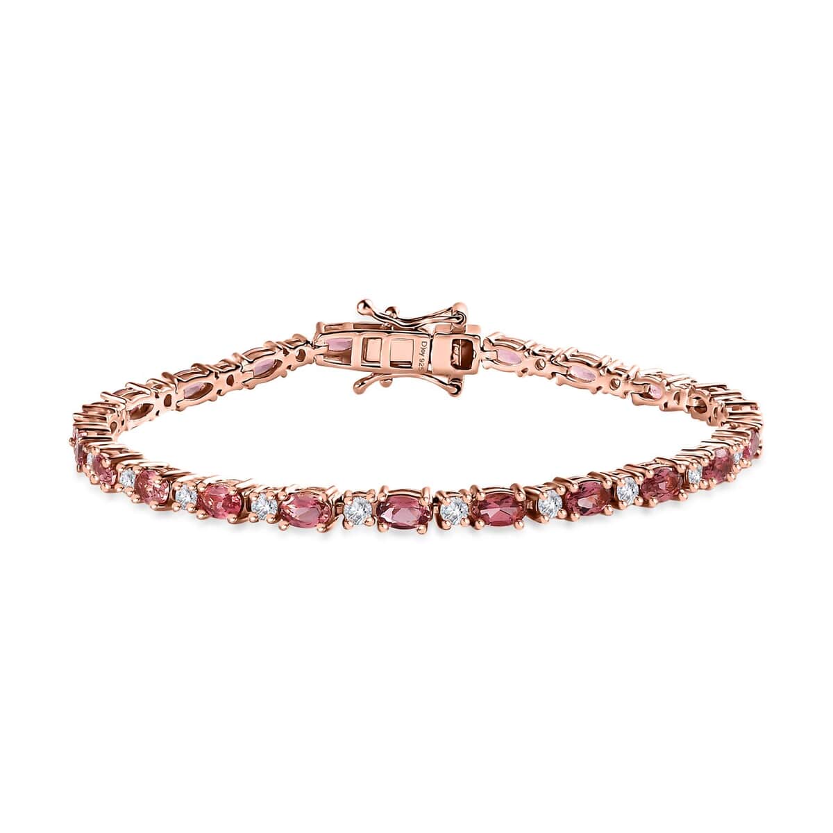 Blush Tourmaline and Moissanite Bracelet in Vermeil Rose Gold Over Sterling Silver (7.25 In) 6.15 ctw image number 0