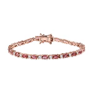 Blush Tourmaline and Moissanite Bracelet in Vermeil Rose Gold Over Sterling Silver (7.25 In) 6.15 ctw