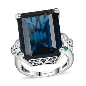 London Blue Topaz and Multi Gemstone Ring in Platinum Over Sterling Silver (Size 7.0) 30.00 ctw