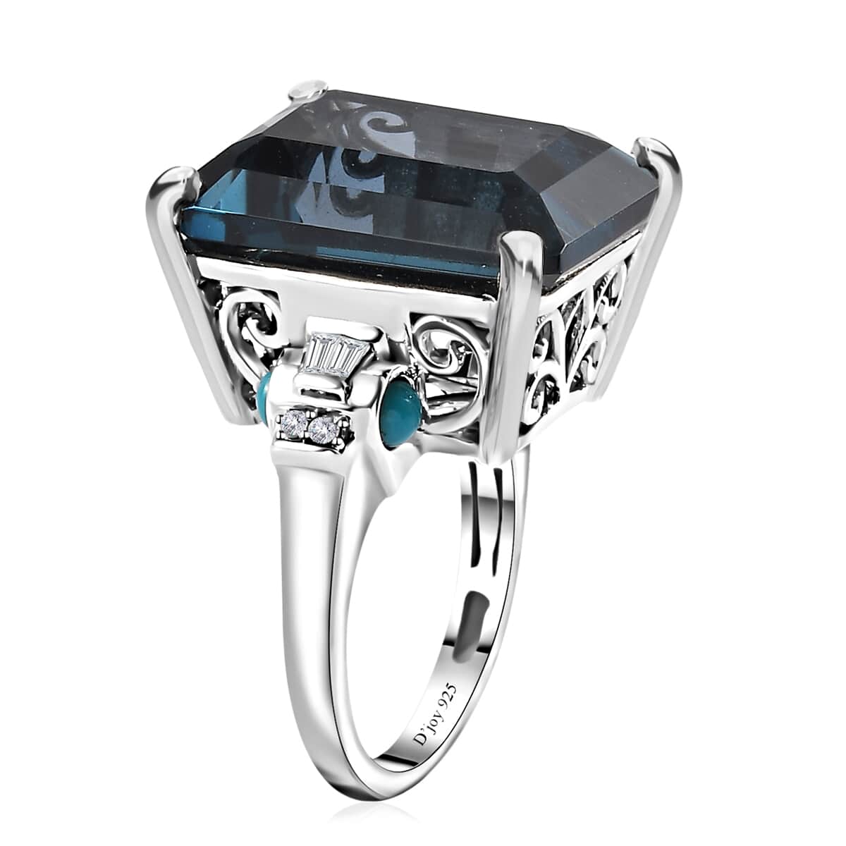 London Blue Topaz and Multi Gemstone Ring in Platinum Over Sterling Silver (Size 7.0) 30.00 ctw image number 3