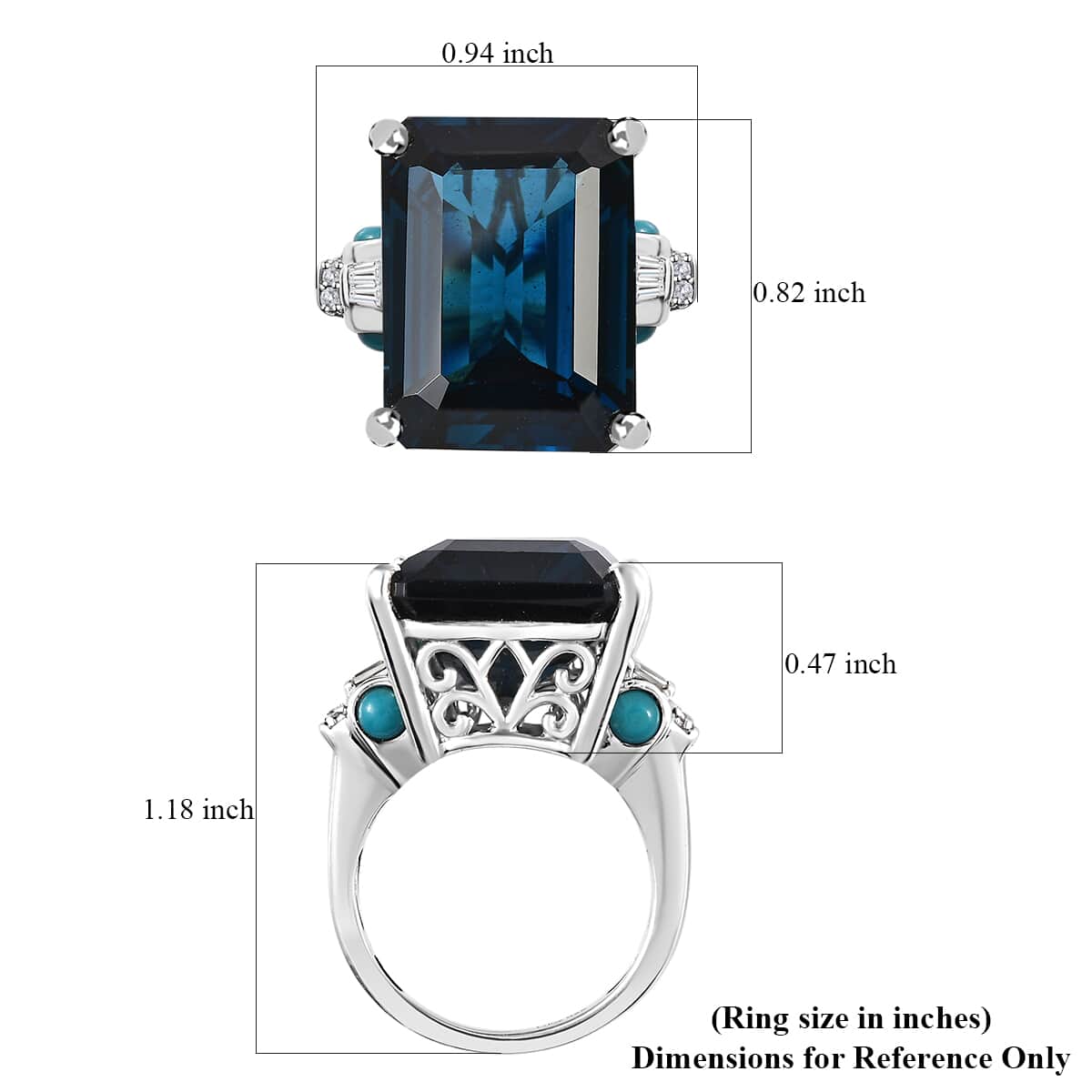 London Blue Topaz and Multi Gemstone Ring in Platinum Over Sterling Silver (Size 7.0) 30.00 ctw image number 5