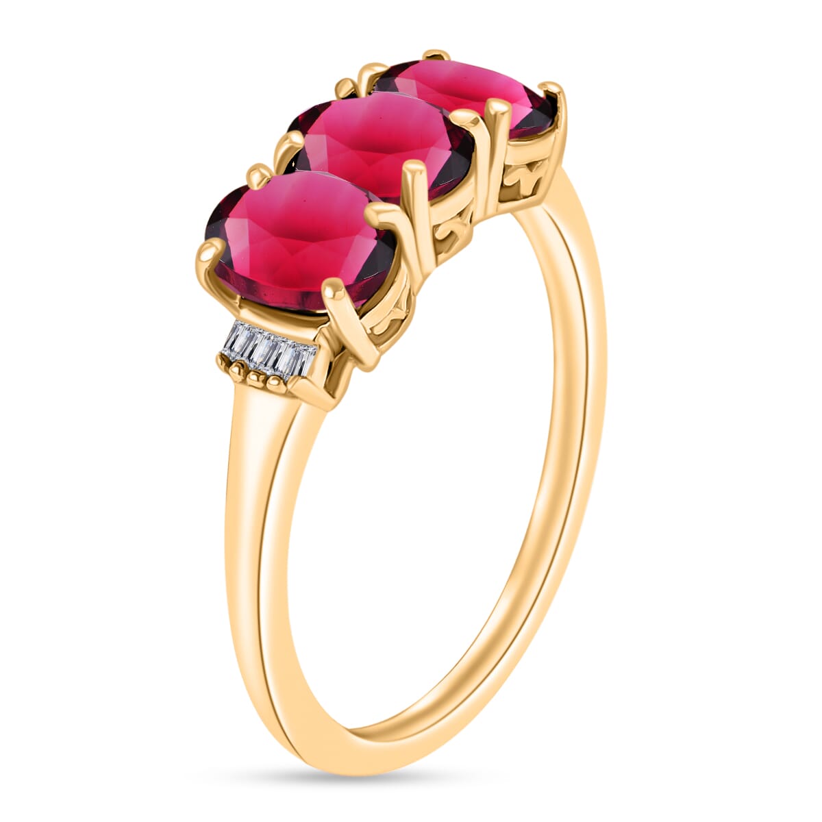 Luxoro Premium Ouro Fino Rubellite and G-H I2 Diamond 2.62 ctw Ring in 14K Yellow Gold (Size  5.5) image number 2