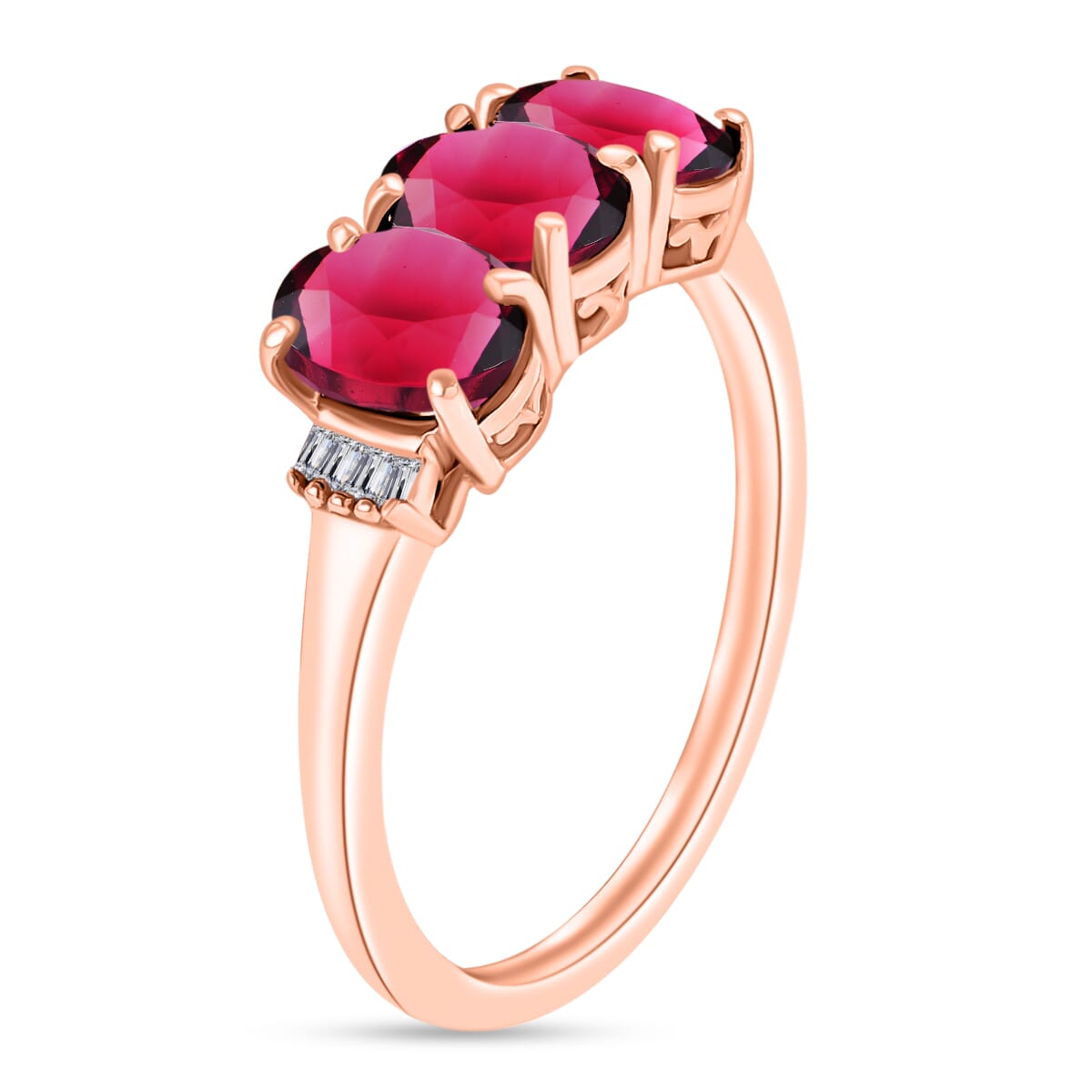 Luxoro Premium Ouro Fino Rubellite and G-H I2 Diamond 2.62 ctw Ring in 14K Rose Gold (Size  5.5) image number 2