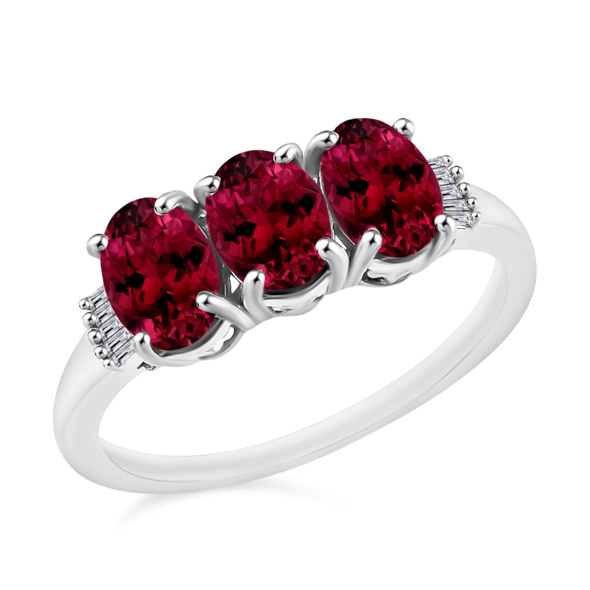 Rhapsody AAAA Ouro Fino Rubellite and G-H I2 Diamond 2.62 ctw Ring in 950 Platinum (Size  5.5) image number 0