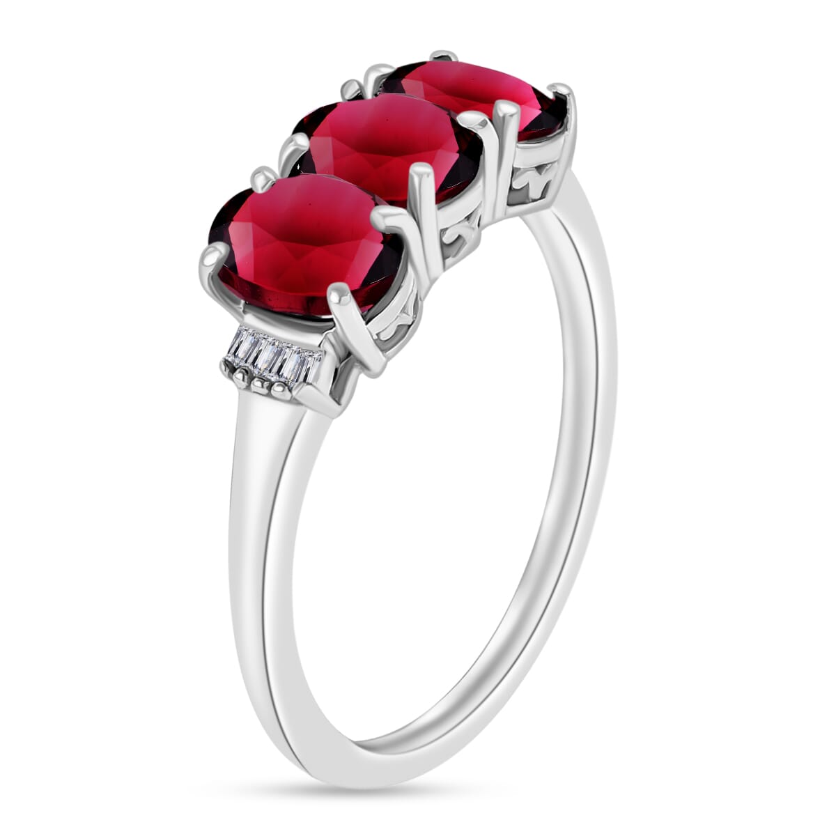 Rhapsody AAAA Ouro Fino Rubellite and G-H I2 Diamond 2.62 ctw Ring in 950 Platinum (Size  8.0) image number 2