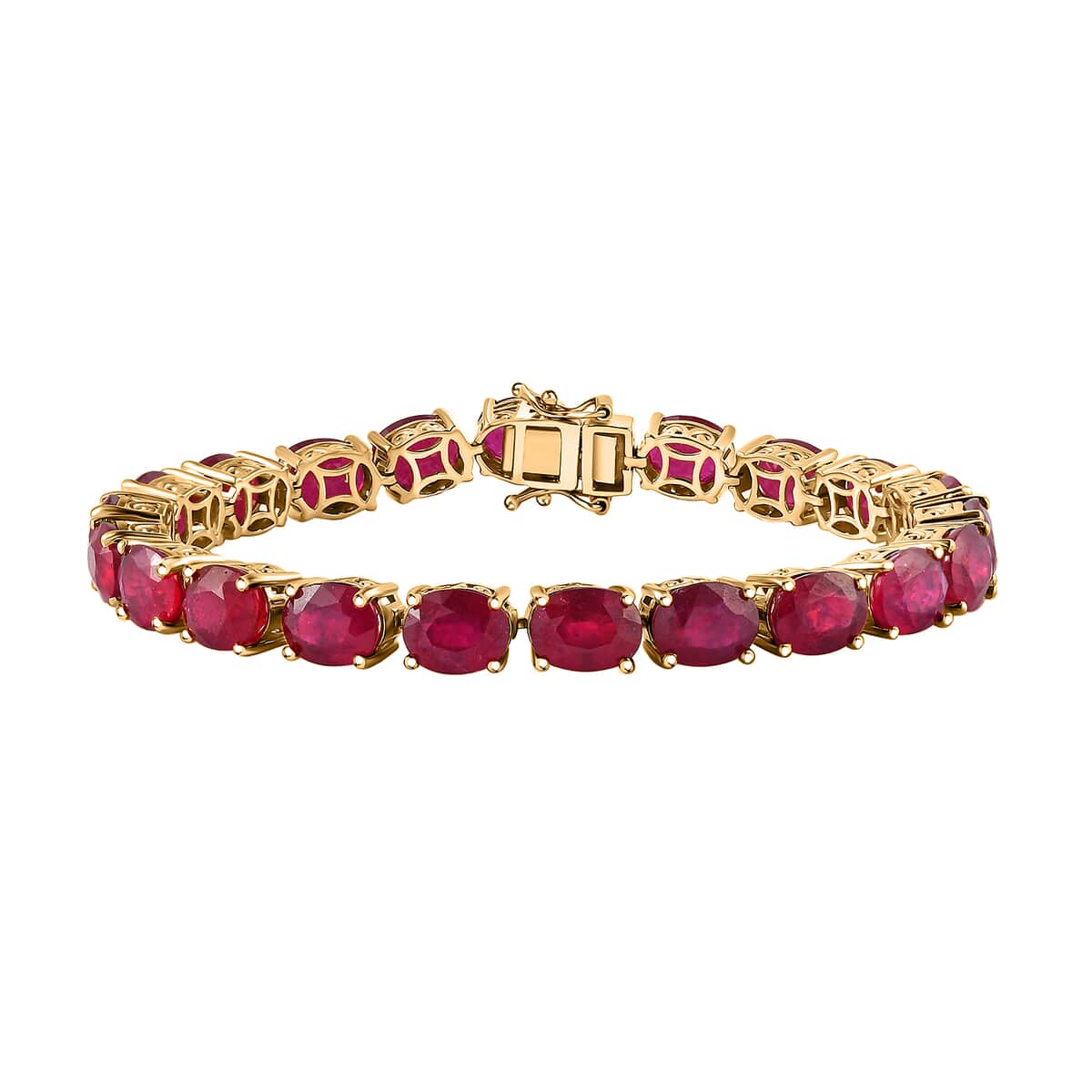 Niassa Ruby (FF) 47.65 ctw Tennis Bracelet in Vermeil Yellow Gold Over Sterling Silver (6.50 In) image number 0