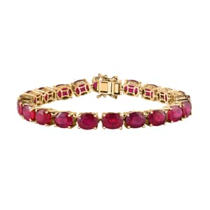 Niassa Ruby (FF) 47.65 ctw Tennis Bracelet in Vermeil Yellow Gold Over Sterling Silver (6.50 In)