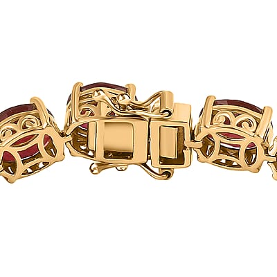 Niassa Ruby (FF) 47.65 ctw Tennis Bracelet in Vermeil Yellow Gold Over Sterling Silver (6.50 In)