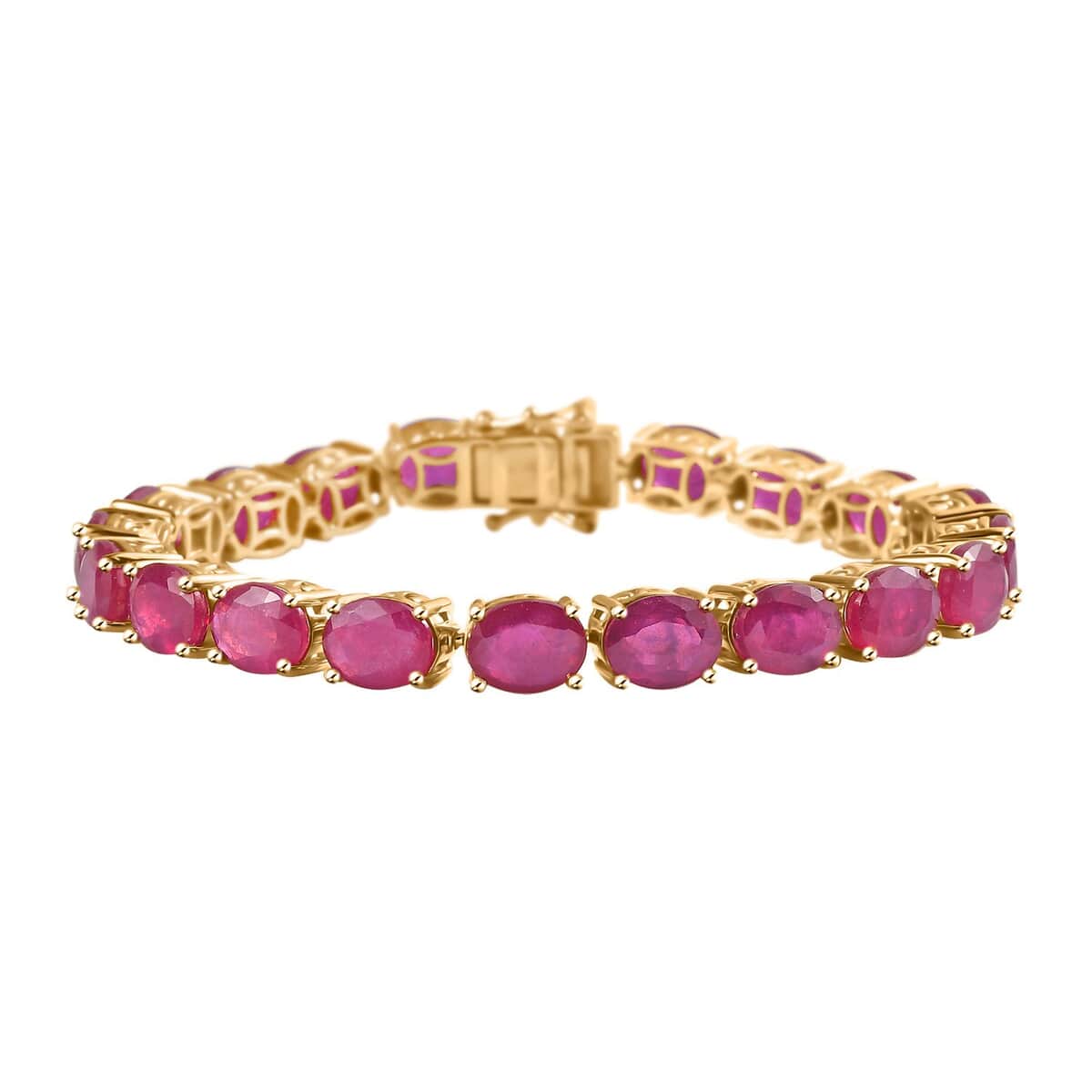 Niassa Ruby (FF) 53.50 ctw Tennis Bracelet in Vermeil Yellow Gold Over Sterling Silver (7.25 In) image number 0