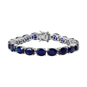 Masoala Sapphire (D) 47.65 ctw Tennis Bracelet in Platinum Over Sterling Silver (6.50 In)