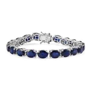 Masoala Sapphire (D) 53.50 ctw Tennis Bracelet in Platinum Over Sterling Silver (7.25 In)