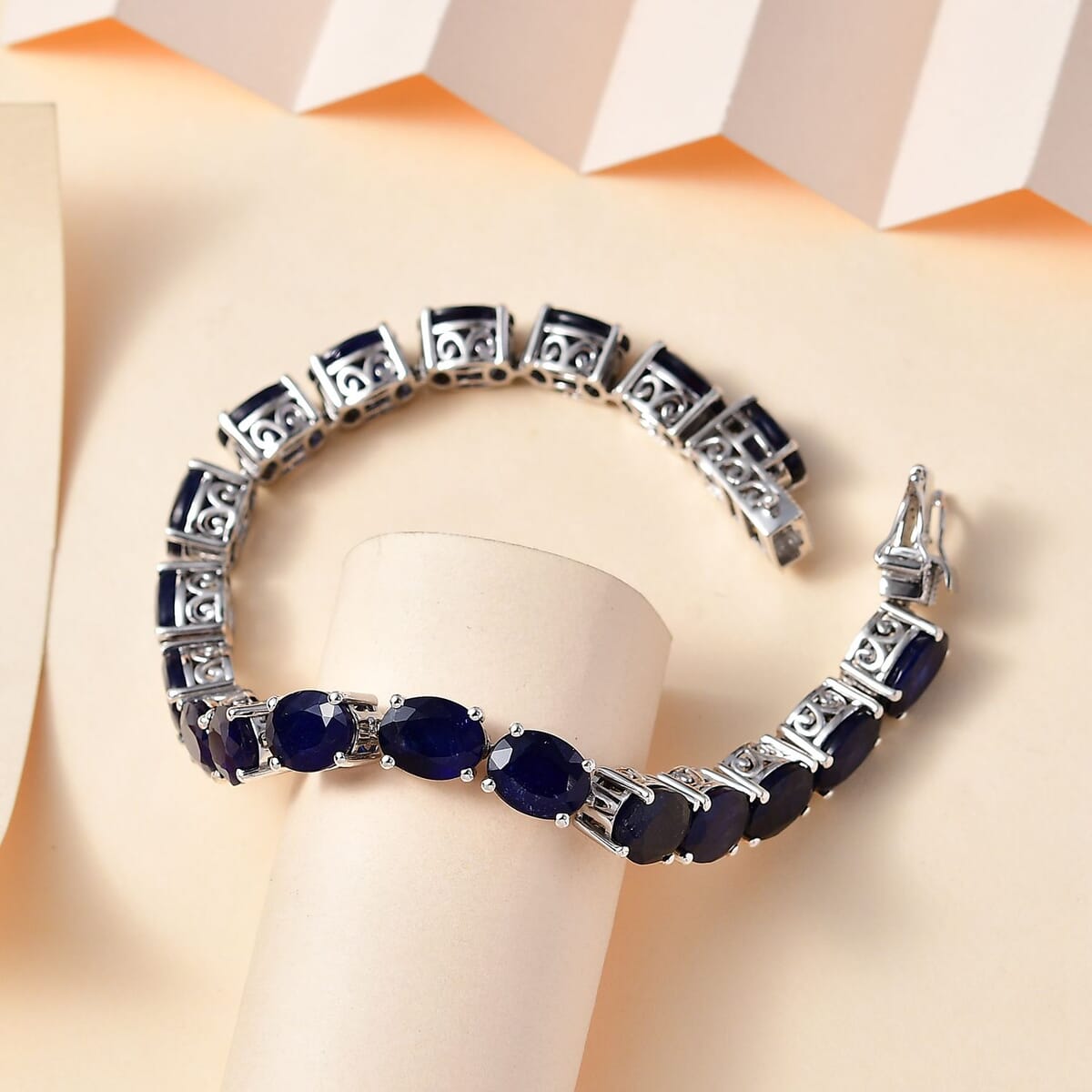 Masoala Sapphire (D) 53.50 ctw Tennis Bracelet in Platinum Over Sterling Silver (7.25 In) image number 1