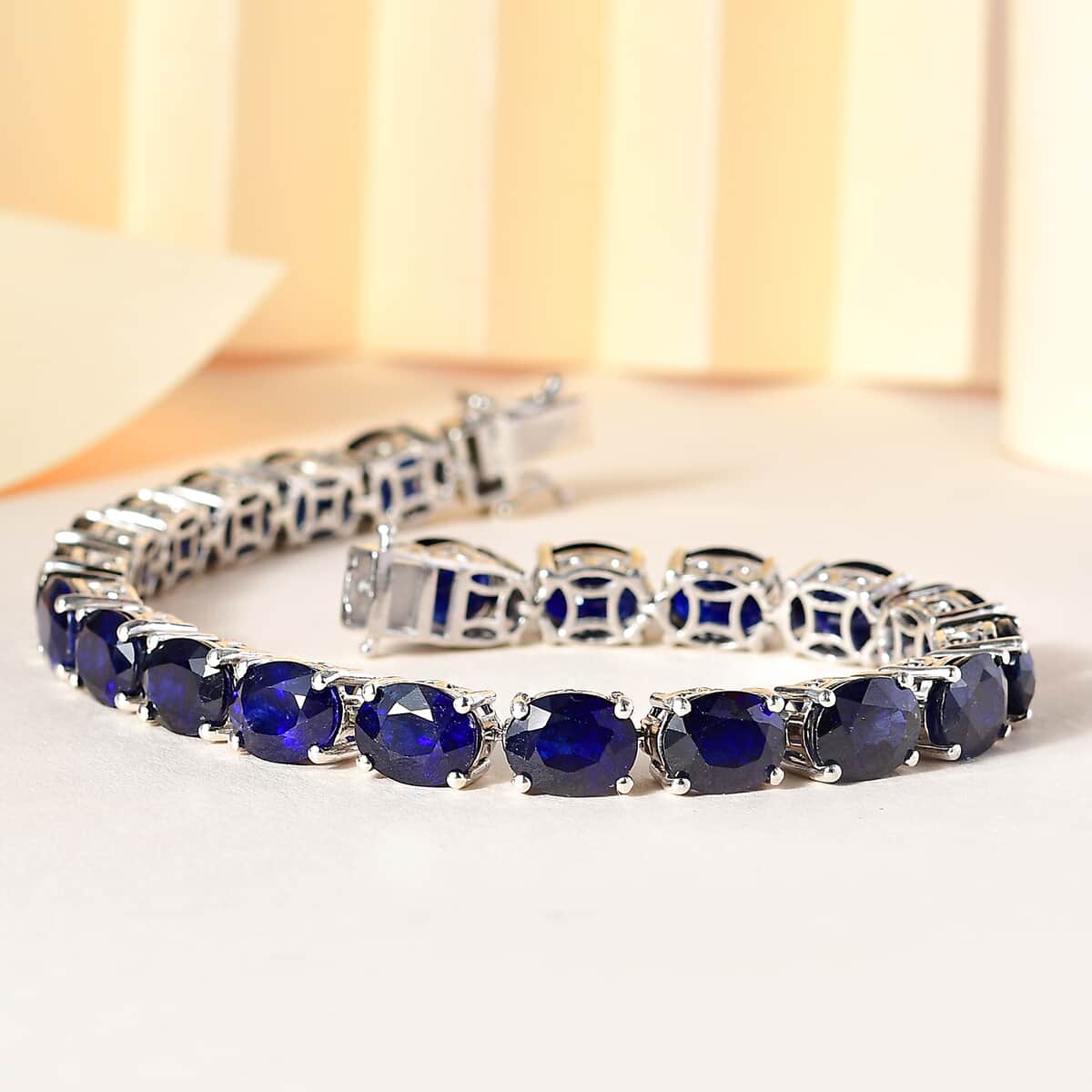 Masoala Sapphire (D) 58.75 ctw Tennis Bracelet in Platinum Over Sterling Silver (8.00 In) image number 1