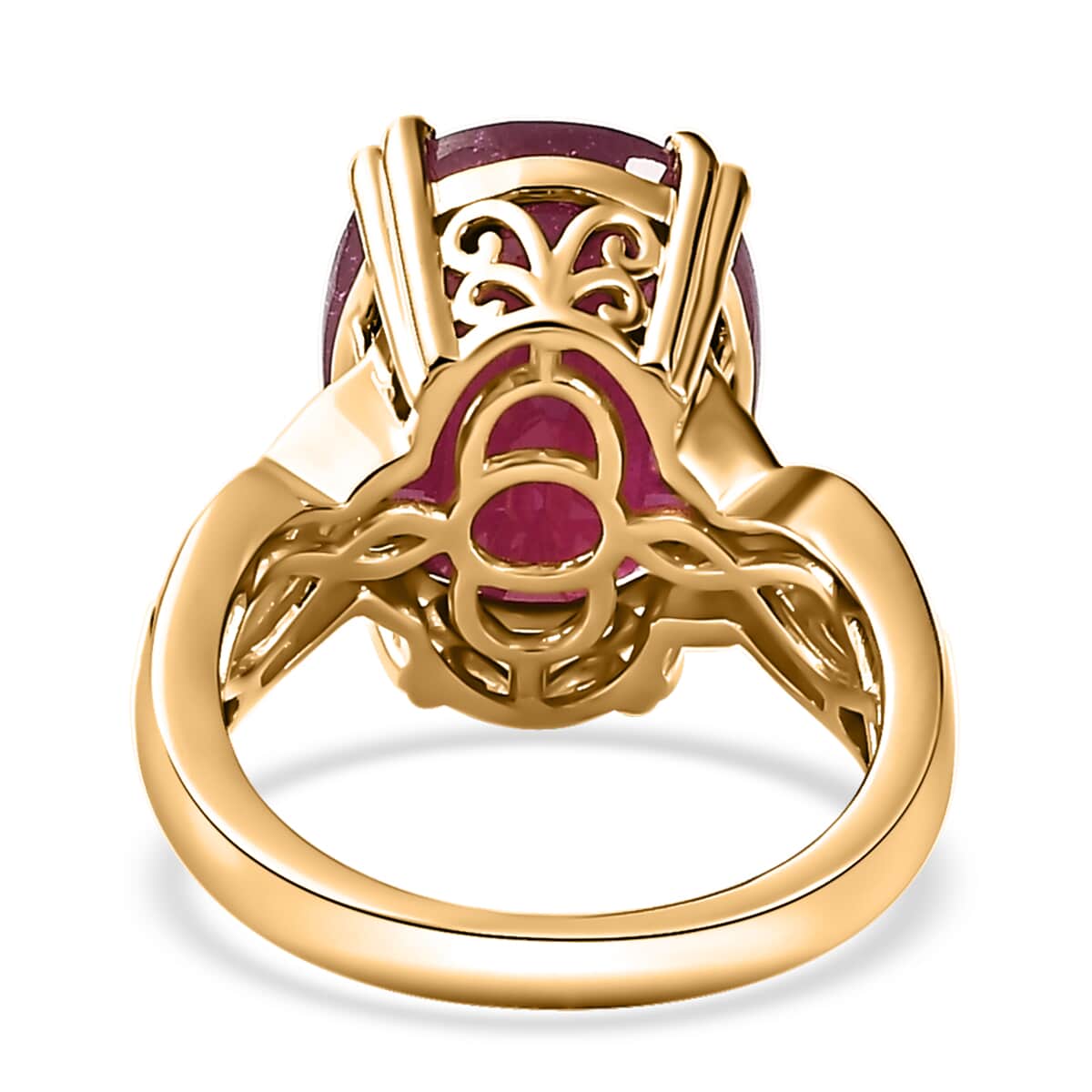 Niassa Ruby (FF) and Diamond Ring in Vermeil Yellow Gold Over Sterling Silver (Size 10.0) 15.00 ctw image number 4