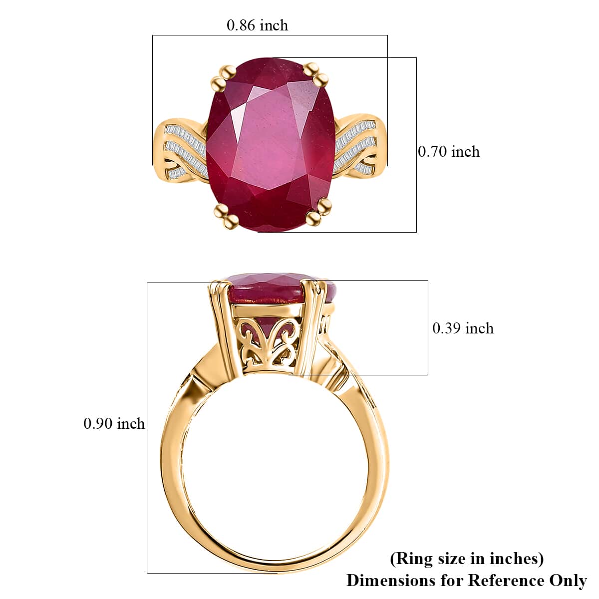 TLV Niassa Ruby (FF), Diamond Ring in Vermeil YG Over Sterling Silver (Size 7.0) 14.40 ctw image number 5