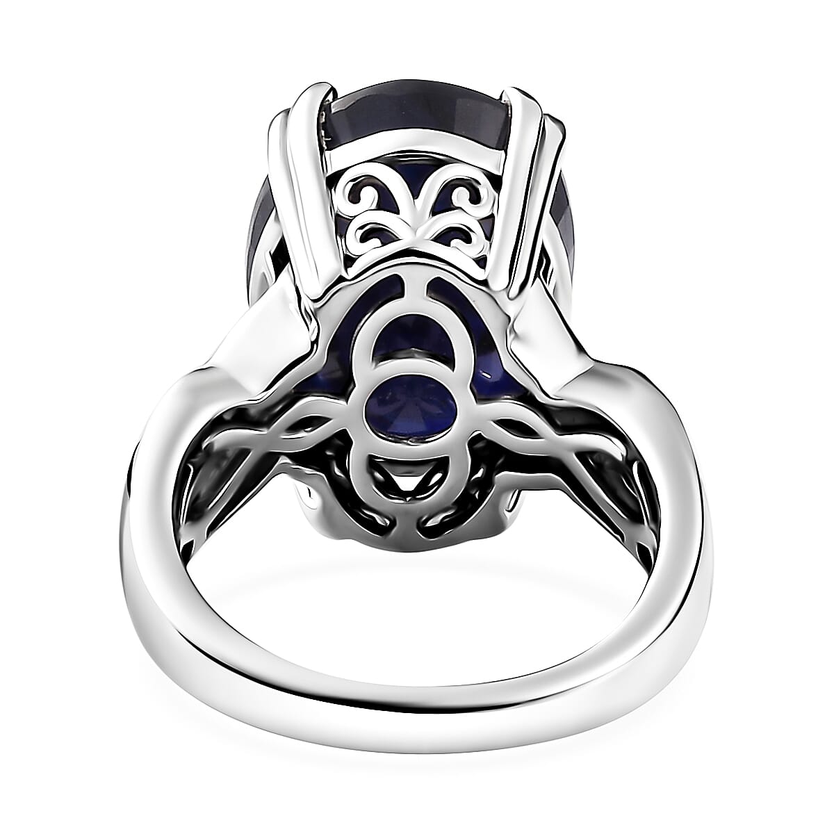 Masoala Sapphire (D) and Diamond Ring in Platinum Over Sterling Silver (Size 6.0) 14.25 ctw (Del. in 3-5 Days)
