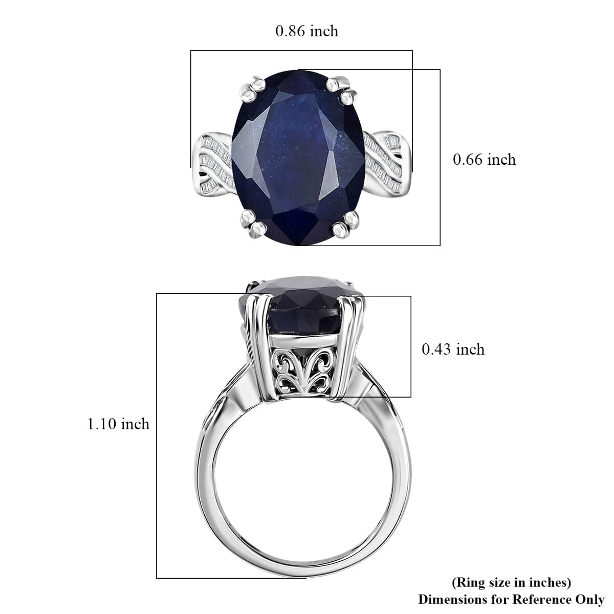 Masoala Sapphire (D) and Diamond Ring in Platinum Over Sterling Silver (Size 8.0) 14.25 ctw image number 5