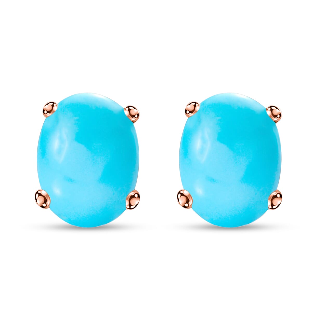 Luxoro Premium Sleeping Beauty Turquoise 2.70 ctw Solitaire Stud Earrings in 14K Rose Gold image number 0