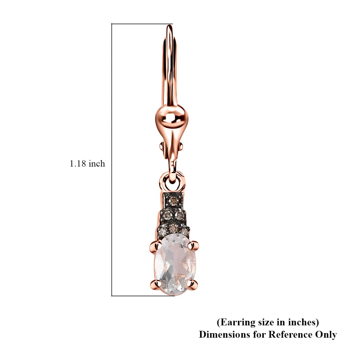 Mexican Hyalite Opal and Natural Champagne Diamond Lever Back Earrings in Vermeil Rose Gold Over Sterling Silver with Free UV Flash Light 0.70 ctw image number 5