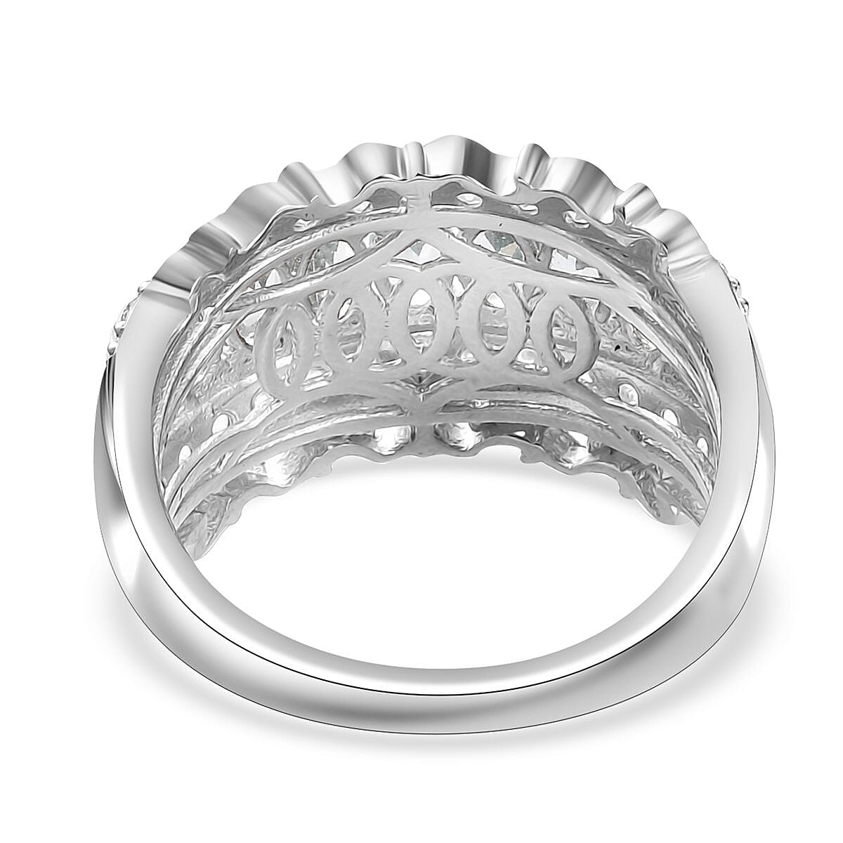 Aqua Kyanite and White Zircon Ring in Vermeil YG and Platinum Over Sterling Silver (Size 10.0) 3.50 ctw