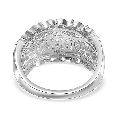 Aqua Kyanite and White Zircon Ring in Vermeil YG and Platinum Over Sterling Silver (Size 10.0) 3.50 ctw