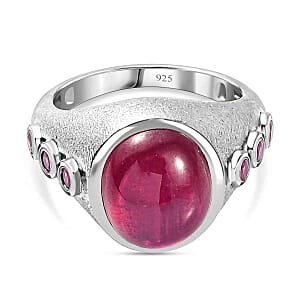 African Ruby 9.20 ctw Ring in Rhodium Over Sterling Silver (Size 6.5)