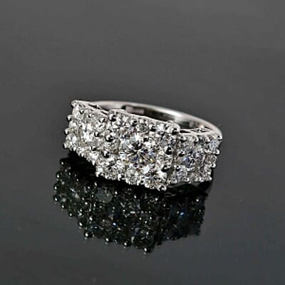 Moissanite 2.33 ctw Ring in Rhodium Over Sterling Silver (Size 6.5)