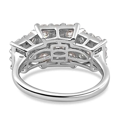Moissanite 2.33 ctw Ring in Rhodium Over Sterling Silver (Size 6.5)