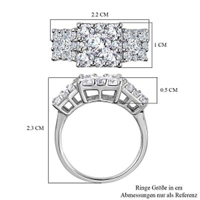 Moissanite 2.33 ctw Ring in Rhodium Over Sterling Silver (Size 6.5)