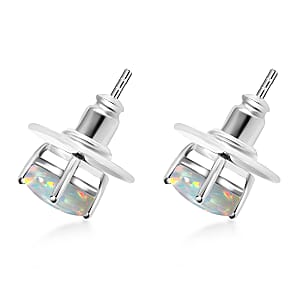 Luxoro 14K White Gold Premium Ethiopian Welo Opal Solitaire Stud Earrings 1.65 ctw (Del. in 10-12 Days)