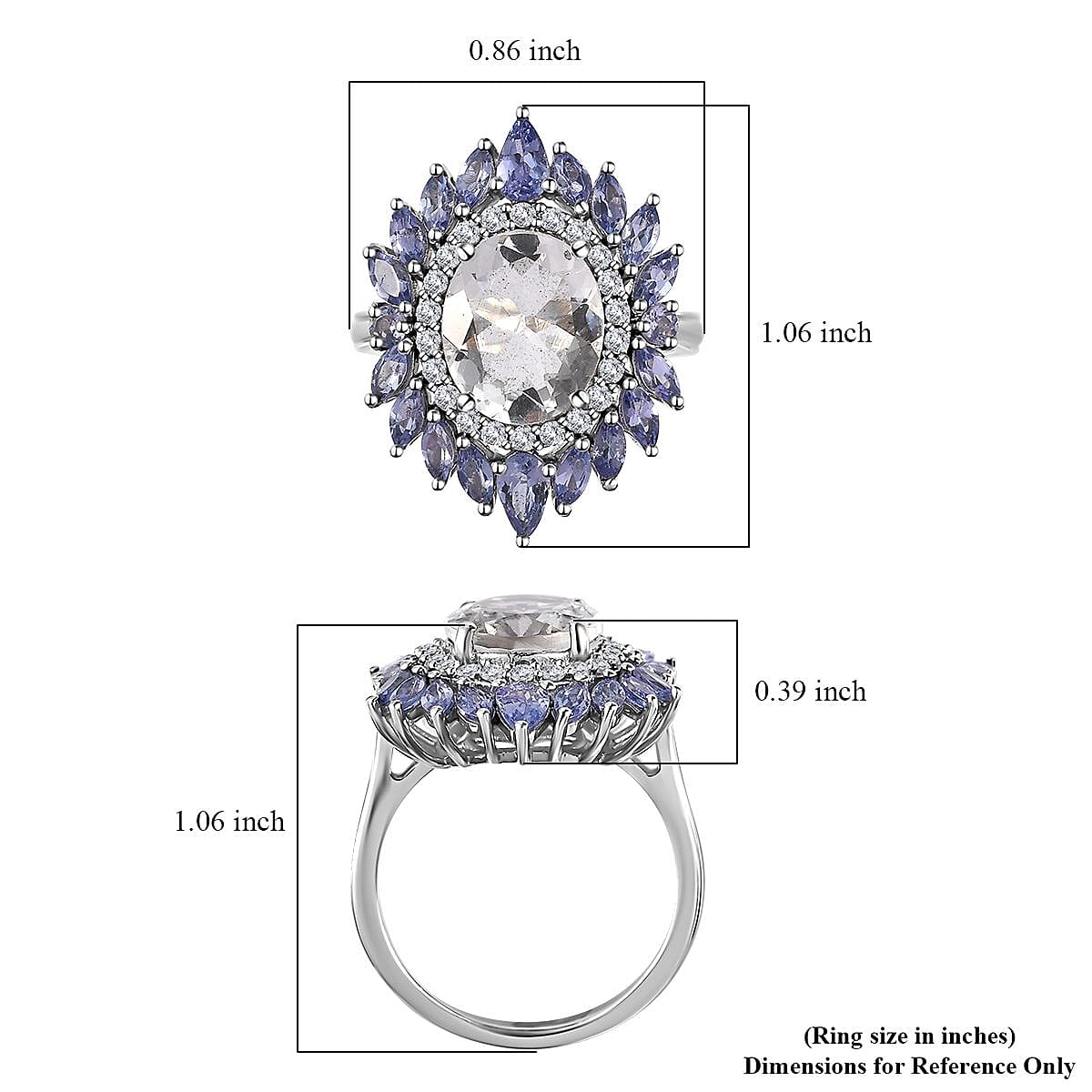 Mexican Hyalite Opal and Multi Gemstone Floral Ring in Platinum Over Sterling Silver (Size 7.0) with Free UV Flash Light 4.90 ctw image number 5